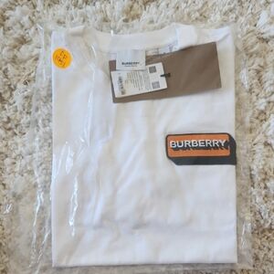 Burberry White T-Shirt with Logo Patch